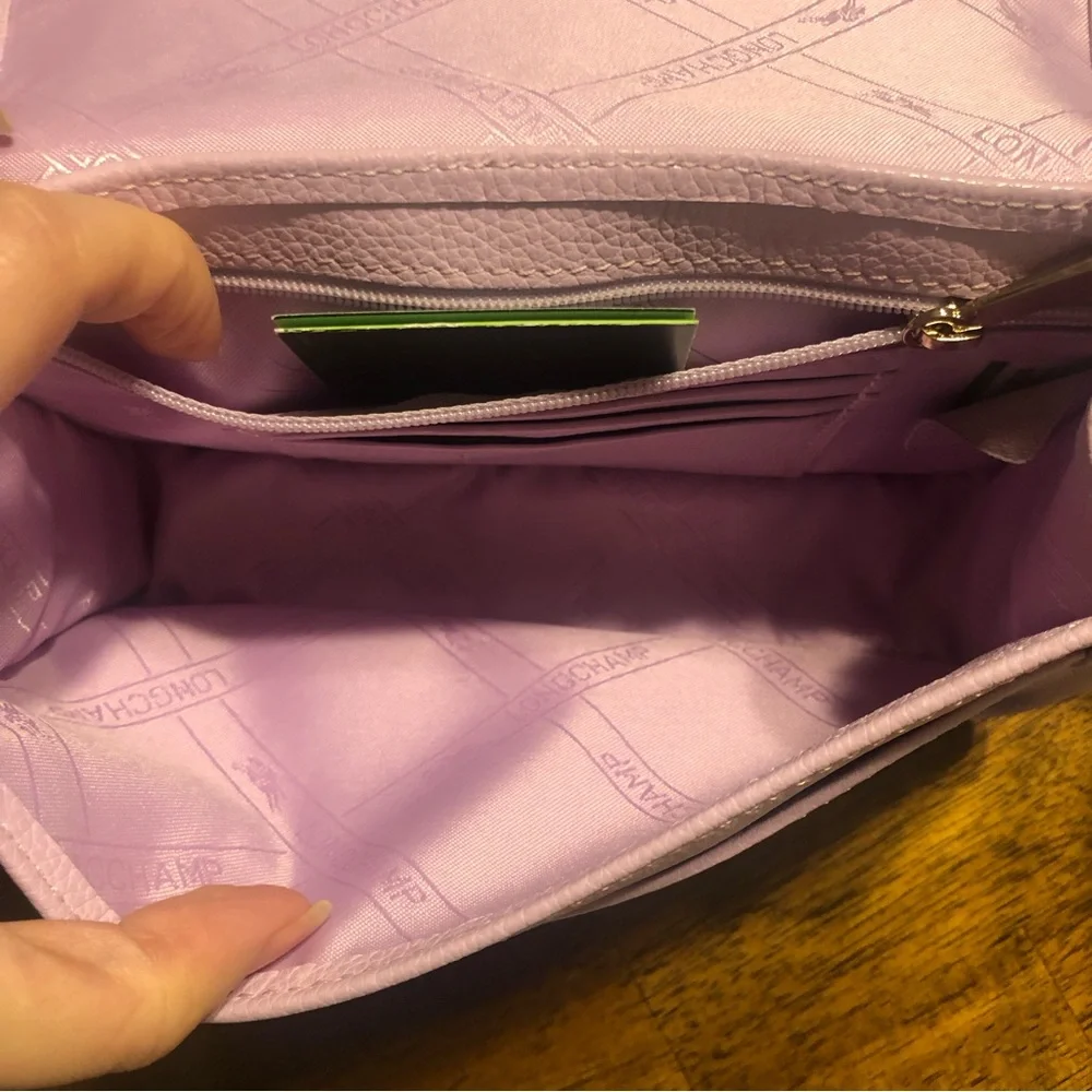 NWT $330 Longchamp Le Foulonné Leather Wallet Crossbody Bag in Lilac! - Picture 10 of 16